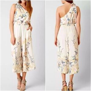 Free People Island Time One Shoulder Cropped Jumpsuit / Wide Leg - Sz S
